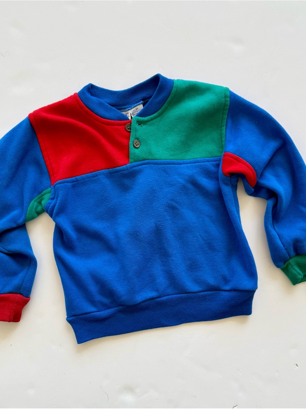 Kids Colorblock Crewneck Top in Blue/Green/Red